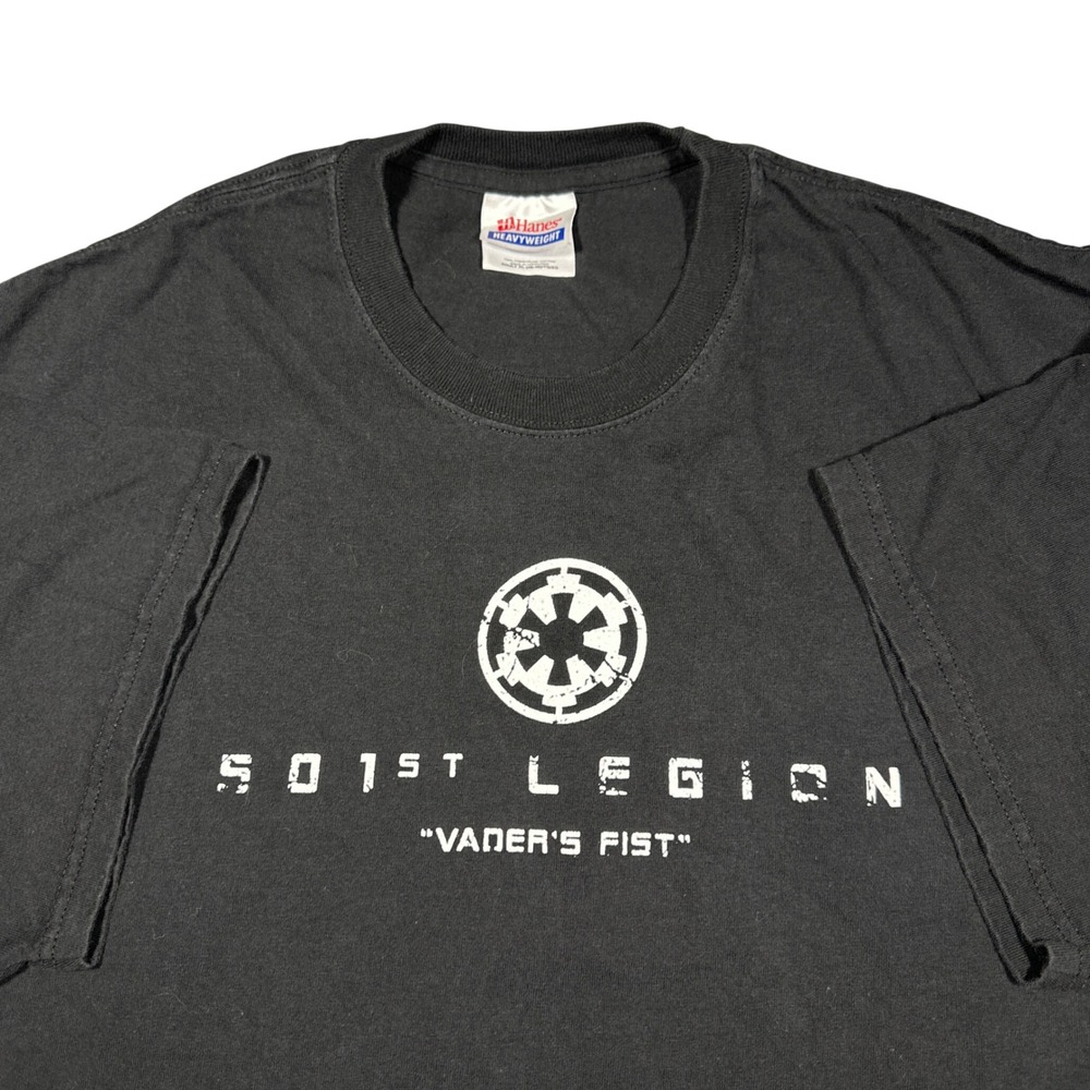 Vtg Y2K Star Wars 501st Legion Vaders Fist Shirt Hanes Heavyweight Black Mens XL